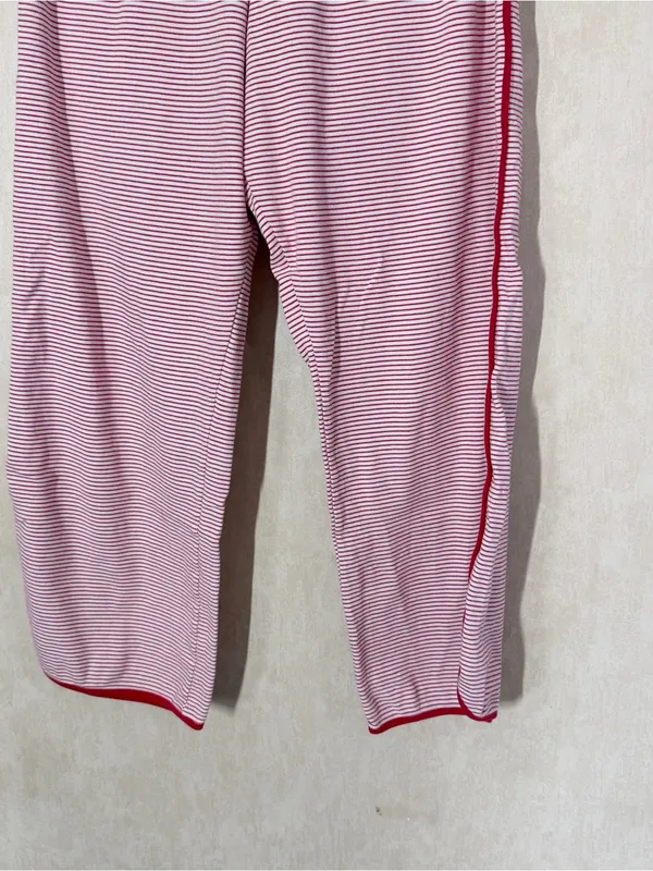 LAKE Women’s 100% Pima Cotton Classic Red Ticking Stripe Pajamas Set M - Image 8