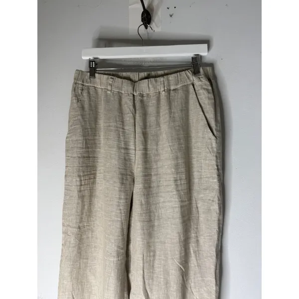 Quince 100% European Linen Pants Flax Beige Straight Leg Elastic Waist M - Image 3