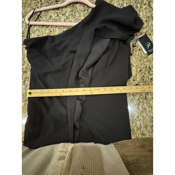 ADRIANNA PAPELL One-Shoulder Jumpsuit In‎ Black Womens Size 6 NWT $199 Cocktail - Image 9
