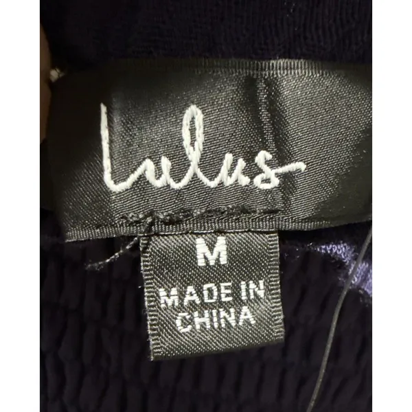 Lulus Navy Smocked Tie Strap Square Neck Sleeveless Midi Dress Medium - Image 9