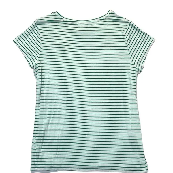 Kelly Green & White Striped Lucky Embroidered Tee Women’s Size Medium - Image 3