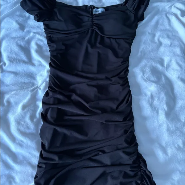 Little Black Dress Ruched Mini Dress Cocktail Homecoming - Image 2