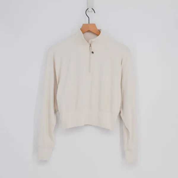 Lululemon Ready to Rulu Half-Zip Pullover White Opal Cropped Athletic Women's 2 - Image 3