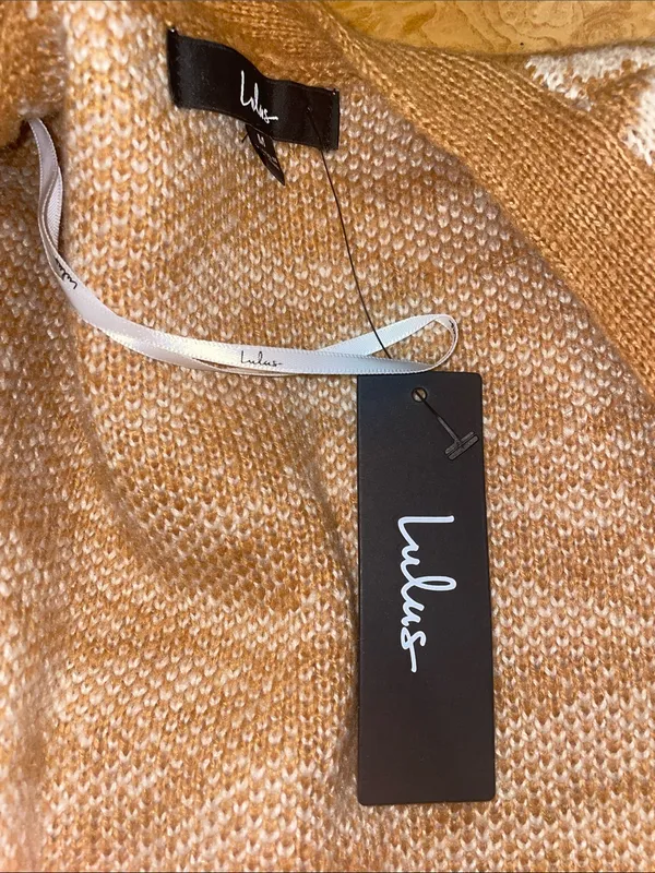 Lulu's Camel & Cream Open-Front Zebra Print Cardigan Size Medium NWT!! - Image 9