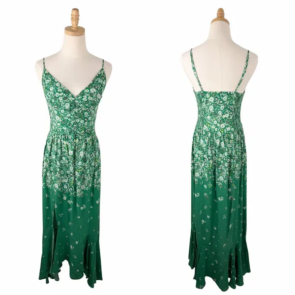 Free People Ready Or Not Floral Maxi Slip Dress Green Size Small - Image 6