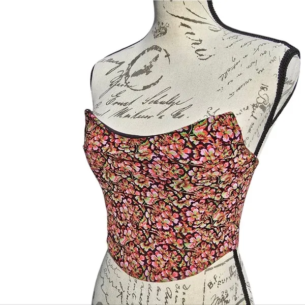 Zara -1527 Cropped Strapless Top‎ Floral Medium - Image 2