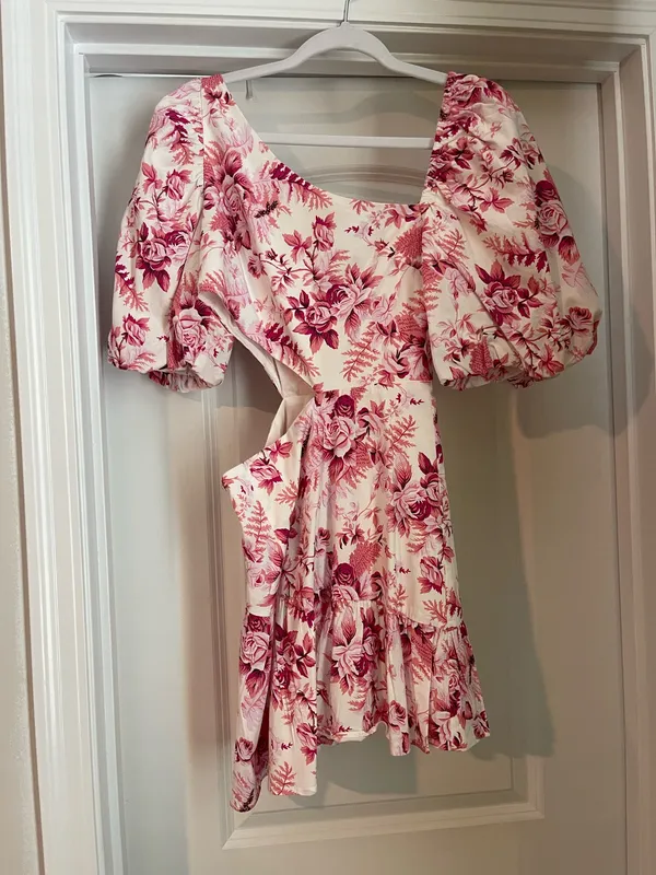 Hello Molly Sweetest Kind Dress Pink Floral Cut Out Mini Dress - Image 3