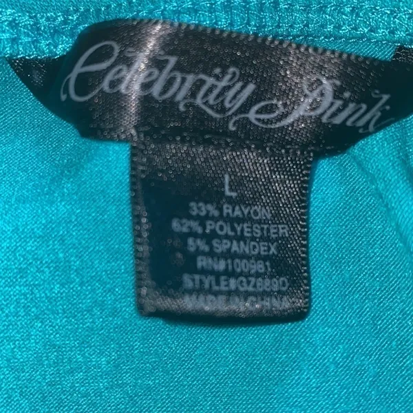 Celebrity Pink turquoise green halter top/dress. Handmade flowers . Size Large. - Image 10