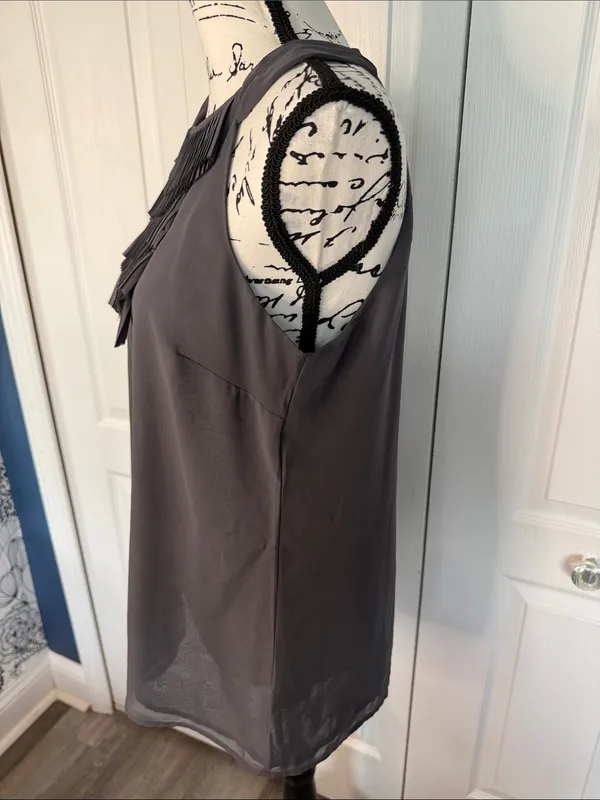 Apt. 9 Gray Sleeveless Pleated Ruffle Halter Blouse - Image 3