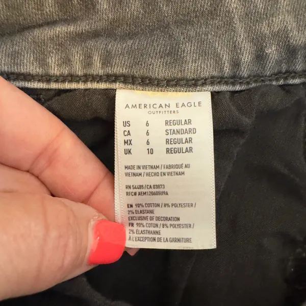 1612‎ | American Eagle Super Hi-Rise Distressed Jegging Jeans Grey Womens 6 Reg - Image 7