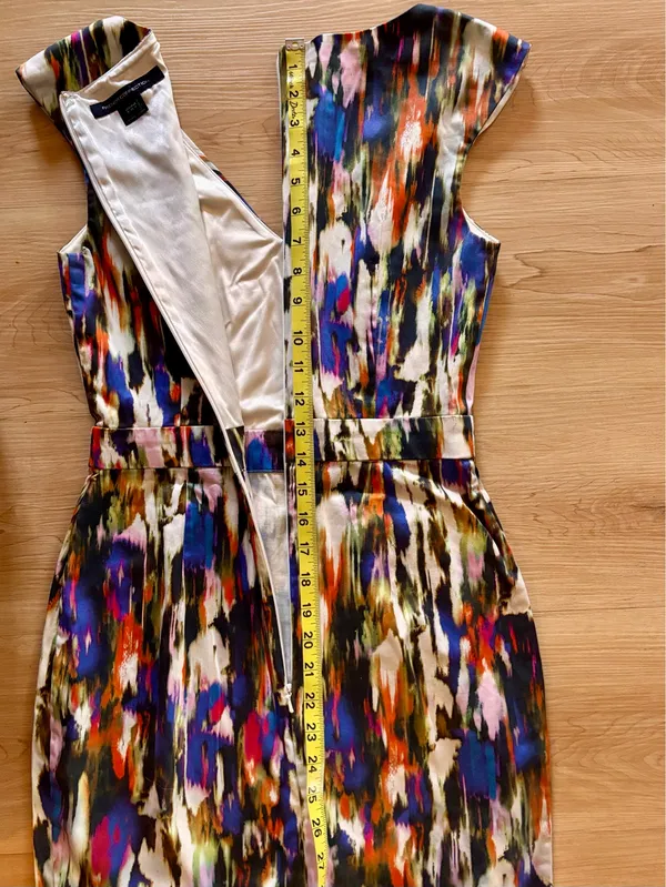 French Connection Record Ripple Sheath Dress - Multicolor Abstract Streak Print - Size 4 - Image 15