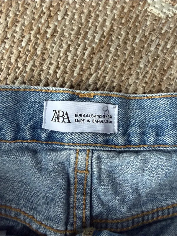 Zara Light Blue Distressed Denim Shorts - Image 2