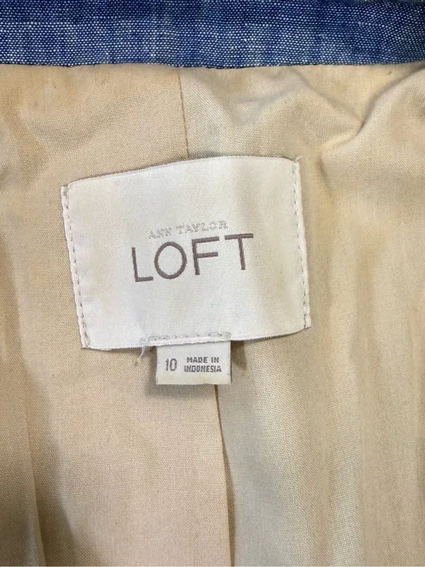 LOFT Linen Cotton Blend Light Blue Tailored Linen-Blend Blazer Size 10 - Image 6