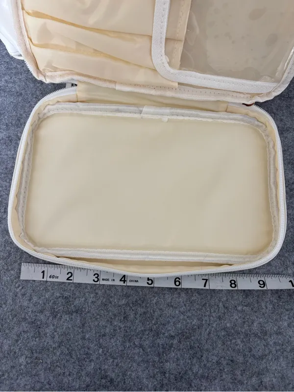 C Cream Leatherette Wristlet Cosmetic Pouch with Gold C Accent - Image 8