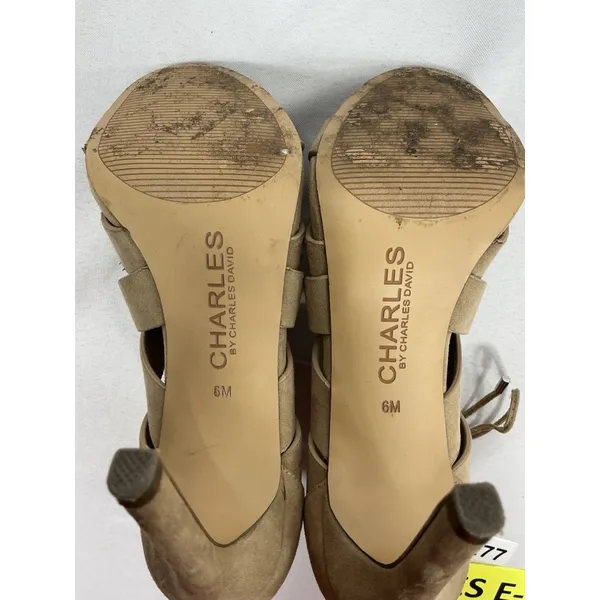 Womans Charles By Charles David Stiletto Sandals 6 M Beige Strappy Open Toe Zip - Image 7