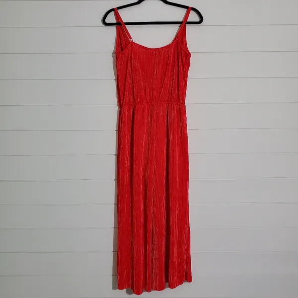 Love,Fire‎ Vibrant Red Pleated Wide-Leg Jumpsuit Sleeveless Size L NEW - Image 6