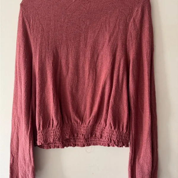 Madewell Smocked Bell‎ Top Mauve Dusty Pink Long Sleeve L2497 - Image 7