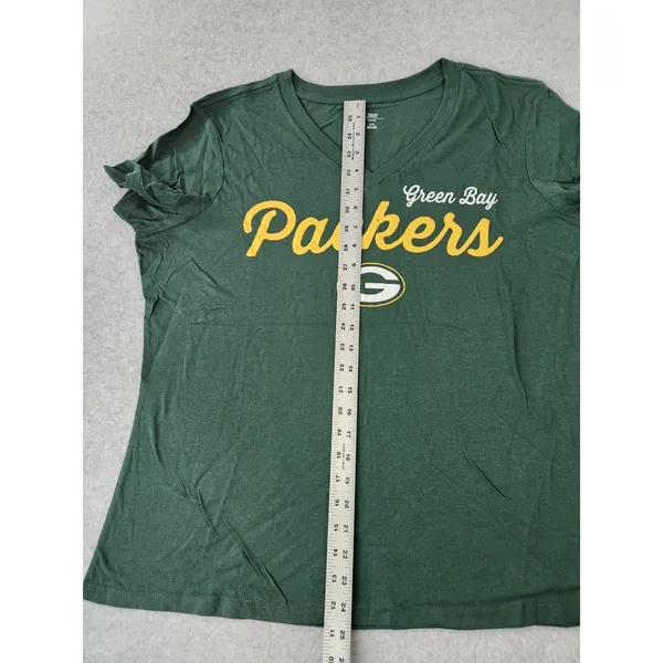 NEW Green Bay‎ Packers NFL T-shirt V-neck Football Tee Green Women's Plus 2XL - Image 7