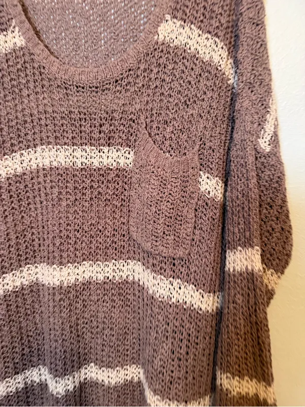 Free People Greenwich Village striped knit sweater Oversized‎ Open Knit - Image 2
