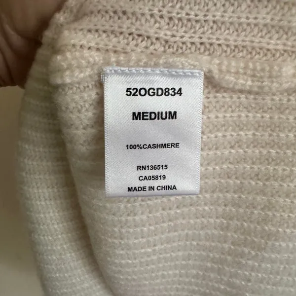 OGD One Grey Day 100% Cashmere Quarter Zip Sweater Medium Ivory Cream Ribbed M - Image 4