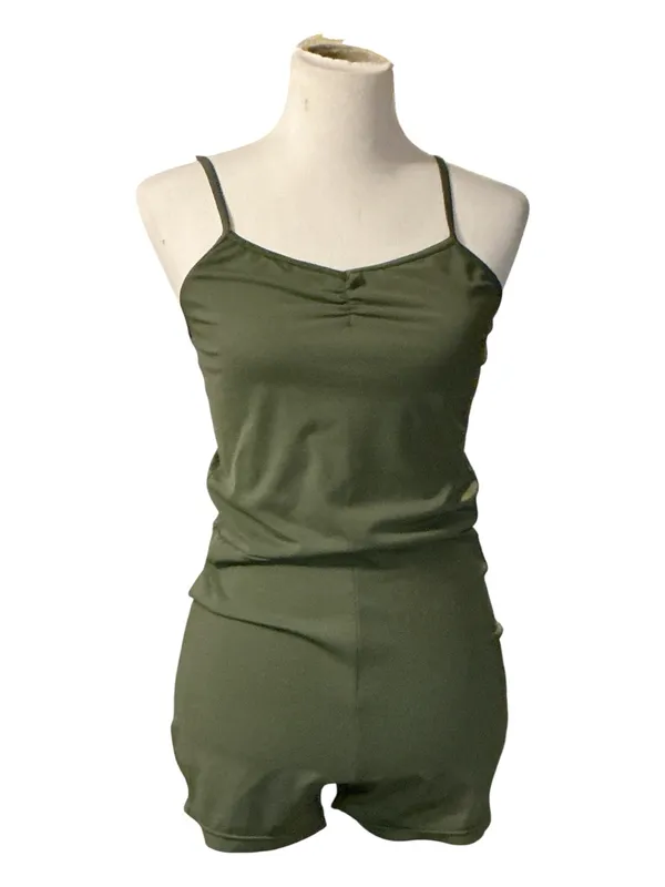 Weissman Olive Green Mesh Button-Down Over-Shirt & Cami Romper Set – Size LA (Large Adult)l - Image 3