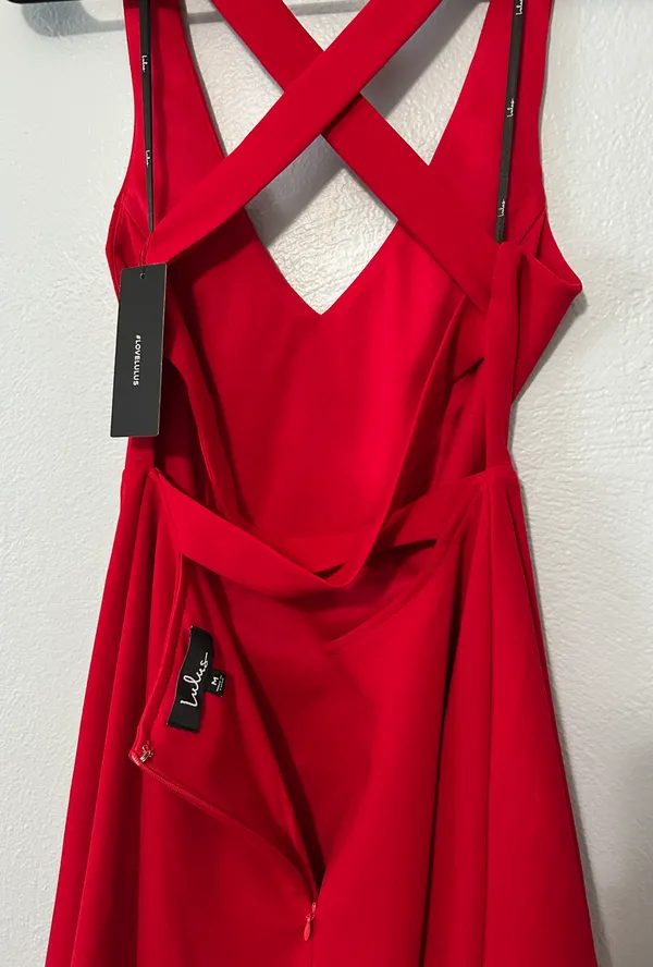 Lulus NWT Katrina Red Strappy Sleeveless Skater Dress - Image 8