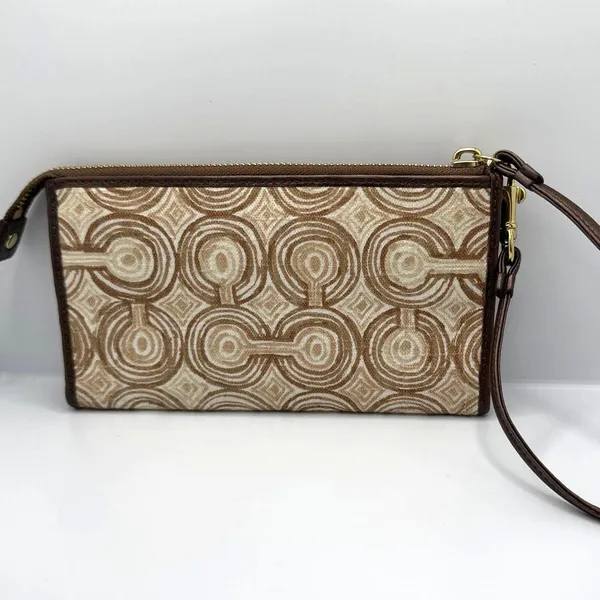 COACH Brown Aud Tan Optic Swirl Wallet Wristlet - Image 2