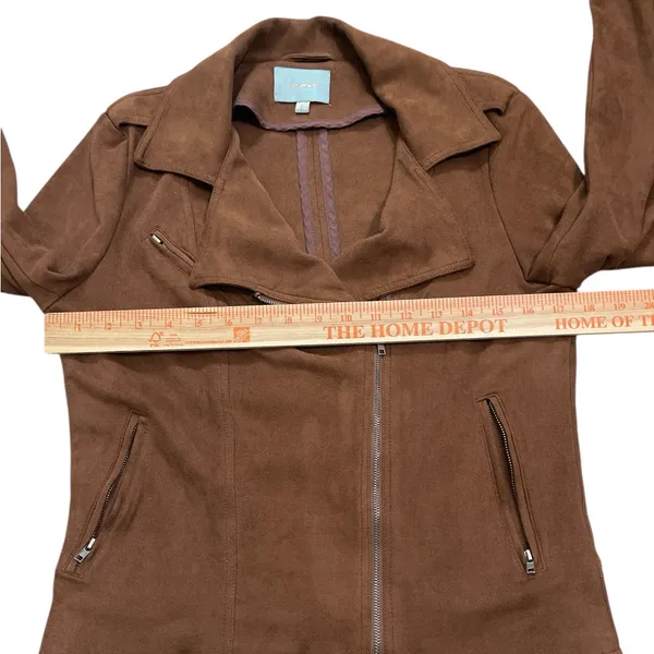 Skies Are Blue Brown Soft faux suede moto jacket - Image 3