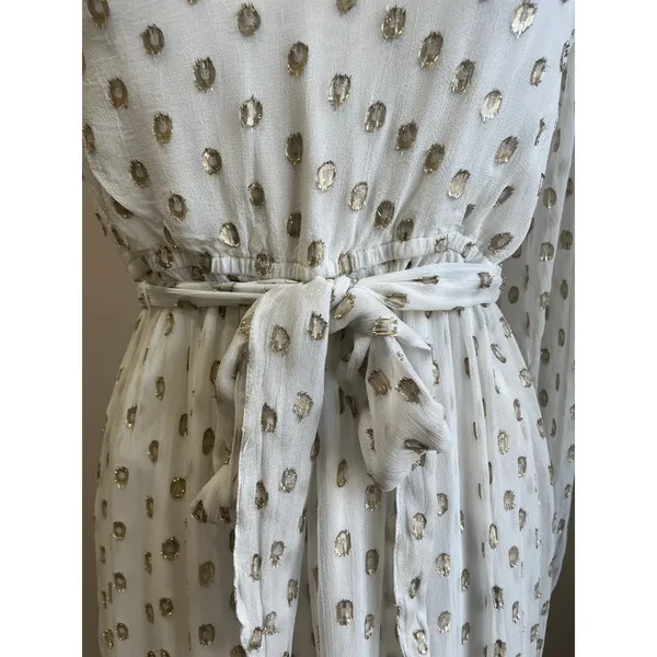 Lulus‎ One Shoulder White & Gold Polka Dot Maxi Dress Grecian Goddess Size S - Image 10