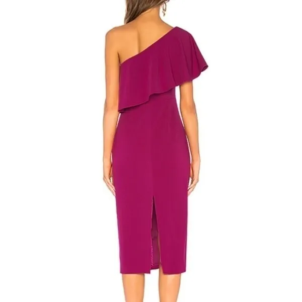 Lovers‎ + Friends Bentley One Shoulder Midi Dress XS Hot Pink Cocktail Party NEW - Image 3