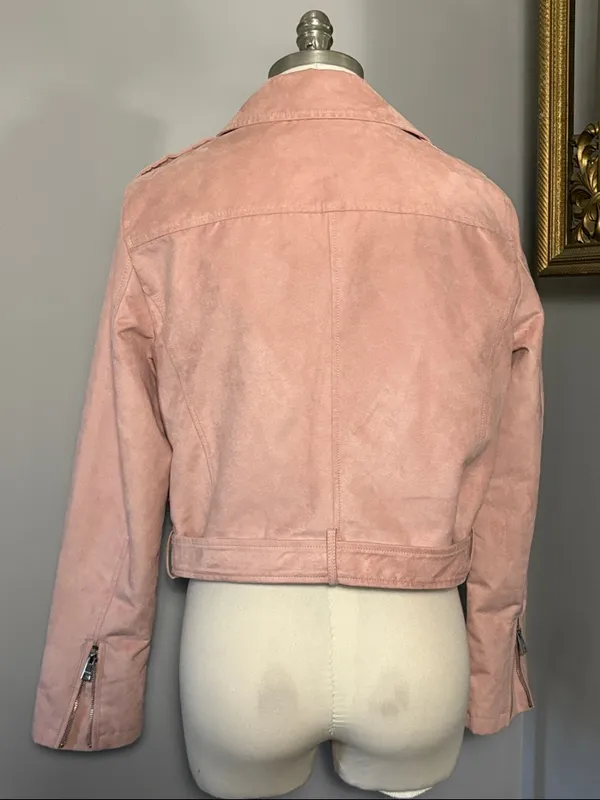 Levi's Large Pink Faux Suede Moto Jacket - Image 3