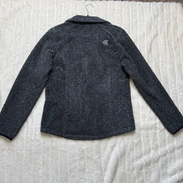 The North Face Womens Full Zip Textured Fleece Jacket Charcoal Grey Black Medium - Image 3