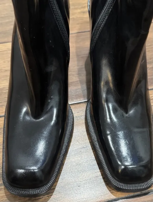 Via Spiga for Neiman Marcus Black Patent Square Toe Ankle Boot - Image 6