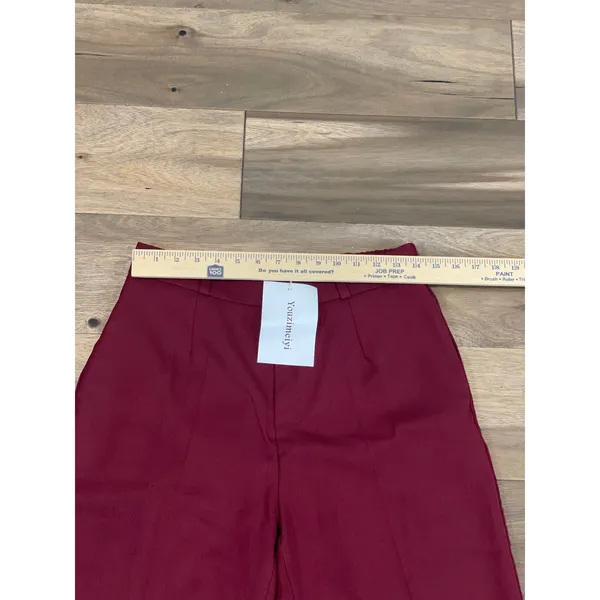 Youzimeiyi Pants Size L Maroon High Waist Wide Leg Stretch Trouser Dressy NWT - Image 3