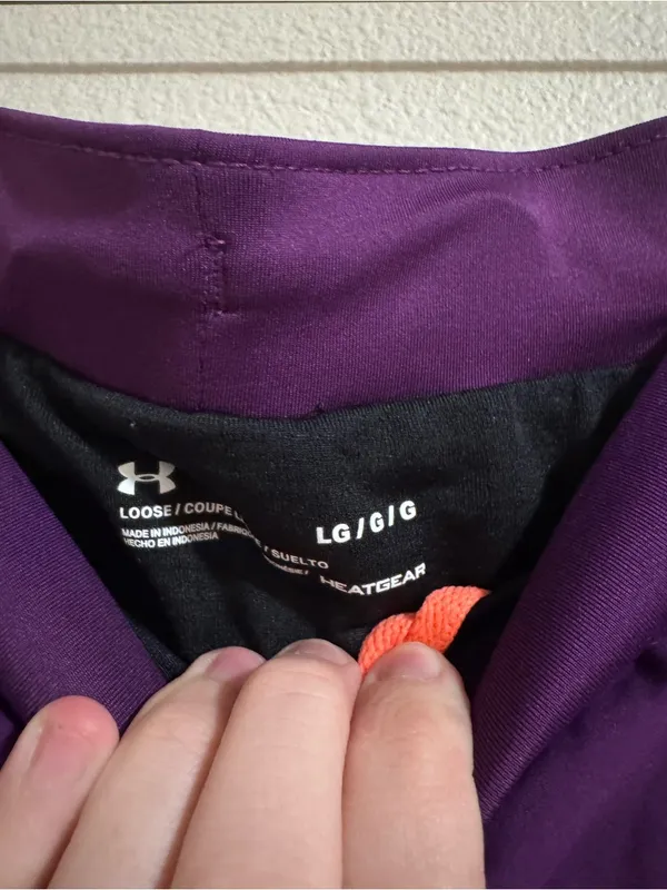 Under Armour Purple Women's Athletic Shorts with Coral Trim - Image 2