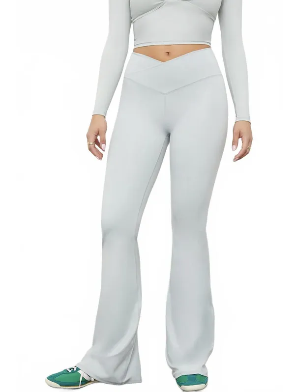 PacSun 1980 PAC WHISPER Active Gray Crossover Flare Yoga Pants Small - Image 4