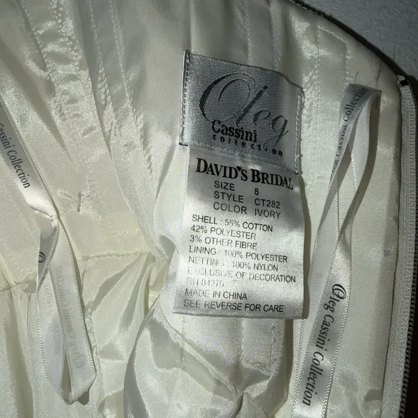 Beautiful Oleg Cassini Strapless Brocade Wedding Gown - Image 8