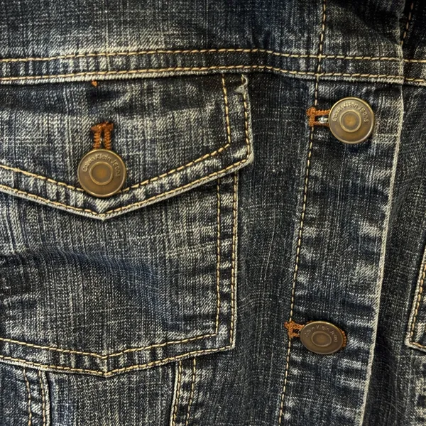 2010s Calvin Klein Jeans Dark Wash Stretch Denim Trucker Jacket Blue Size Large - Image 7