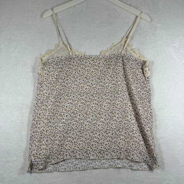 Everleigh Floral Lace Trim Pleated Camisole Top Cream Blue Orange‎ Womens Medium - Image 9