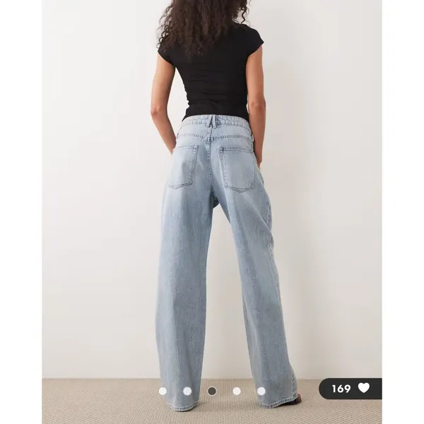 Good American Good‎ 90s Jeans Light Blue Wash Loose Wide Leg GNIL999T Size 00/24 - Image 2