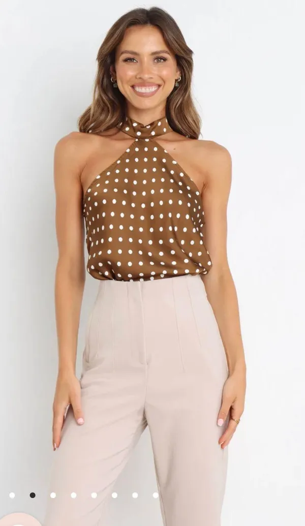 Halter Polka Dot Blouse NWOT - Image 3