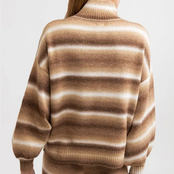 Rhythm Yeni Stripe Knit Oversized Wool Sweater Brown Size XS - Image 5