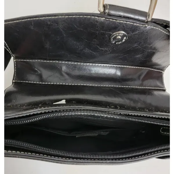 Vintage Aldo Womens Shoulder Bag 11" x 5" Black Leather Y2K Studded Snap Closure - Image 10