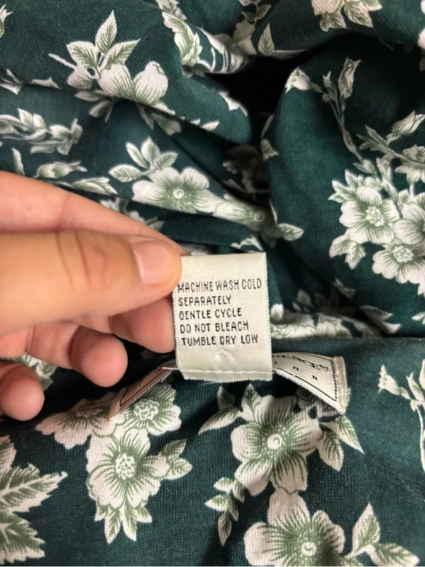 Vintage Maggie Lawrence Floral Button Front Midi Dress Size 14/16 Green - Image 6