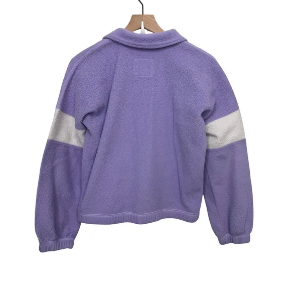 Abercrombie & Fitch Sherpa Half Zip PullOver Sweatshirt Purple White Size Small - Image 4