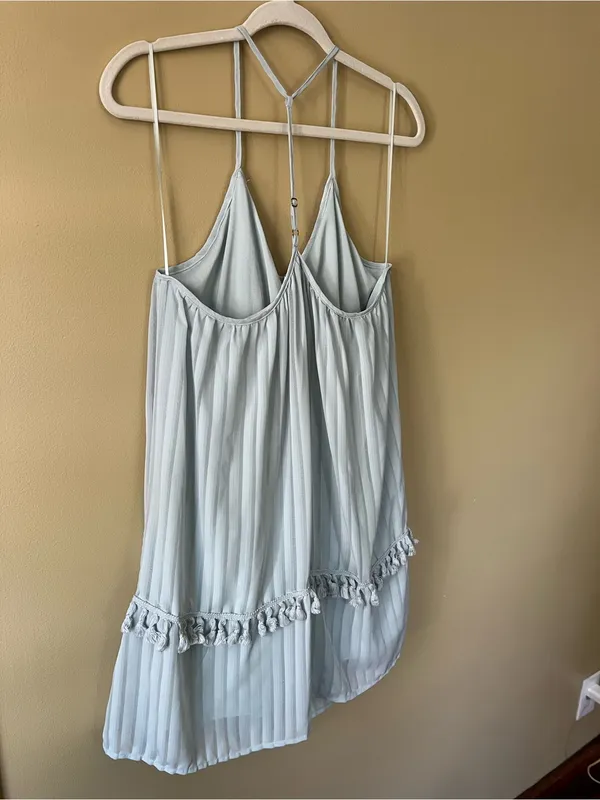 Gianni Bini Light Blue Pleated Mini Dress with Tassel Trim - Image 8