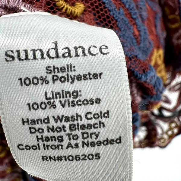Sundance Dress Lace Sheer Scalloped Cover Up Mini Floral Embroidered Maroon S - Image 3