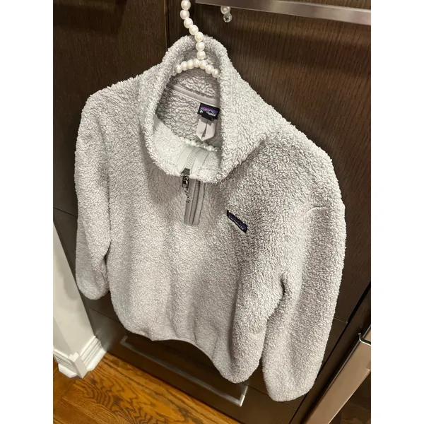 Patagonia Womens Gray Sherpa Fleece Soft Quarter Zip‎ Pullover Jacket small - Image 2