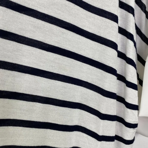 Zara Black White Striped Half Sleeve Scoop Top L - Image 2