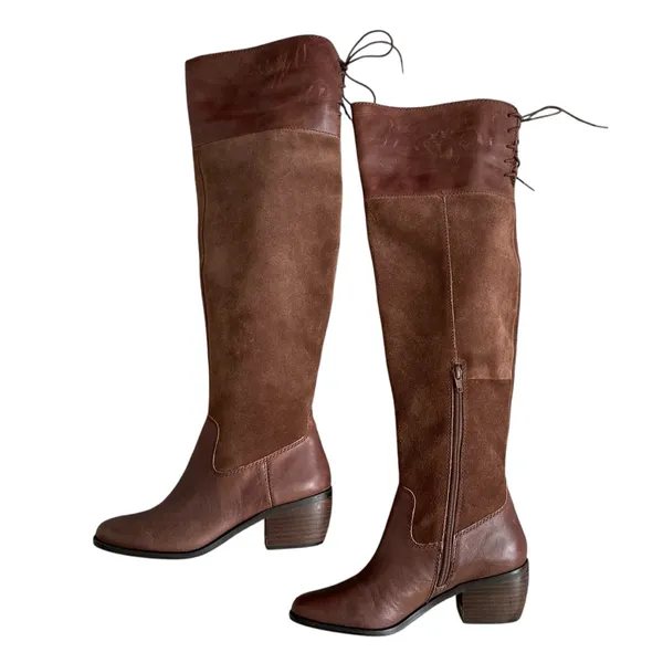 Lucky Brand Komah Brown Over-the-Knee Women's Healed Boots Size 7 Leather Lace - Image 6